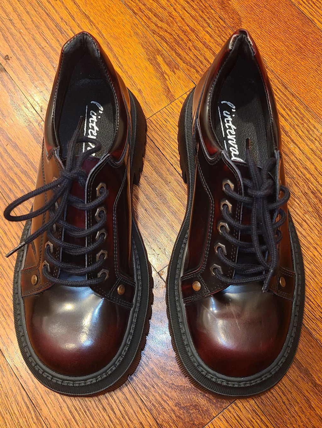 L'intervalle Sheeran Burgundy Leather Chunky Lug Sole Platform Oxfords Eu 39 — image 2 of 8